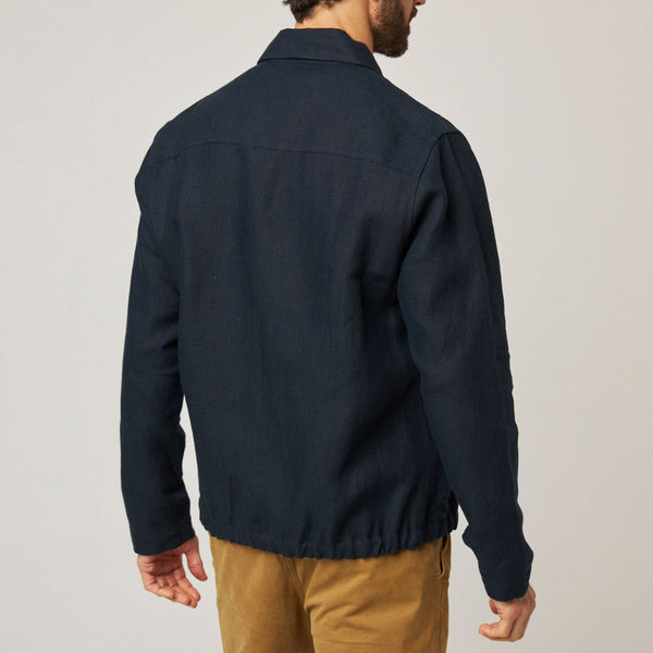 Navy Heybrook Linen Bomber Jacket