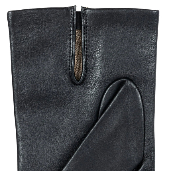 Black Touchscreen Three Point Cashmere Lined Leather Glove