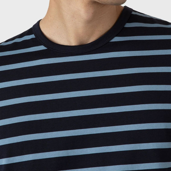 Navy/Como Blue Stripe Classic Crew Neck T-Shirt