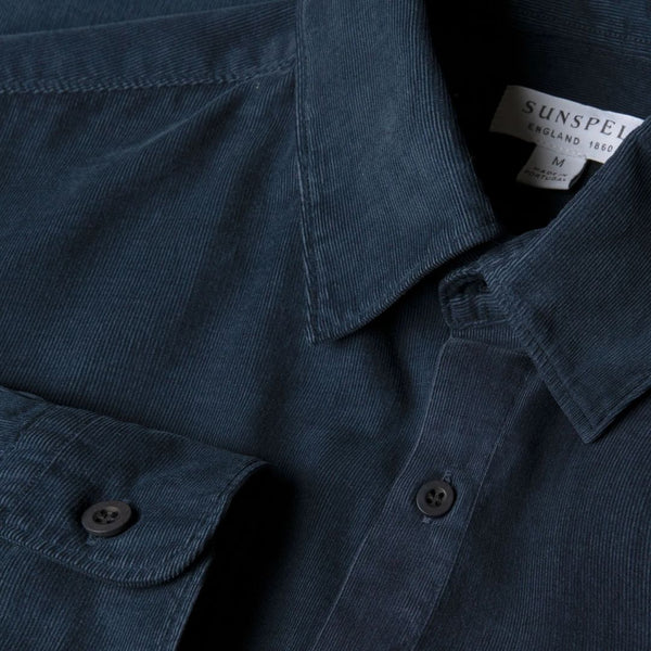 Navy Fine Corduroy Cotton Shirt