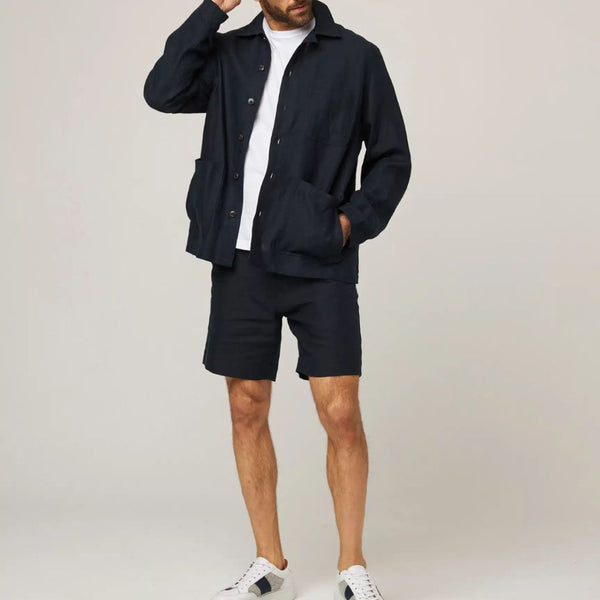 Navy Grange Linen Shacket