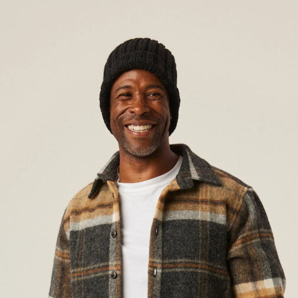 Black Milliner Merino Wool Ribbed Beanie