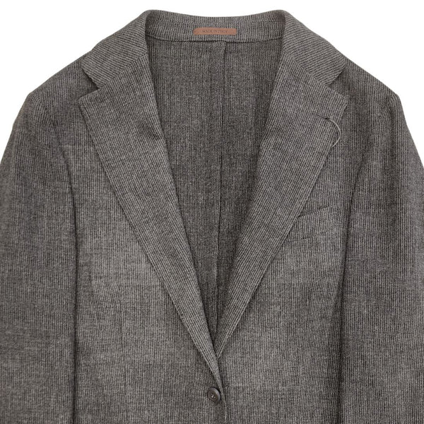 Grey Aria Wool Cashmere Rib Knit Sport Jacket