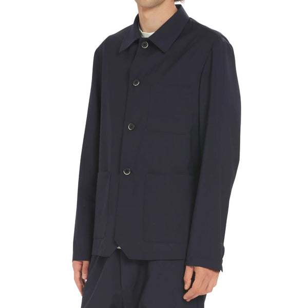 Navy Visal Wool Overshirt