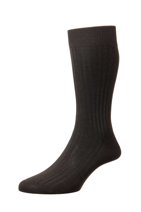 Dark Brown Danvers Mercerised Cotton Socks