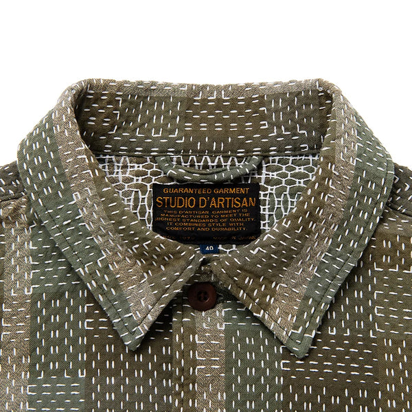 Army Green SD-5718 Noragi Sashiko Shirt
