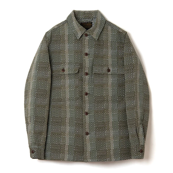 Army Green SD-5718 Noragi Sashiko Shirt