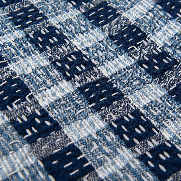 Indigo SD-5737 Noragi Plaid Sashiko Workwear Shirt