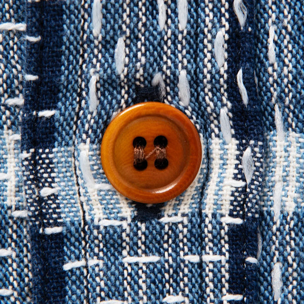 Indigo SD-5737 Noragi Plaid Sashiko Workwear Shirt