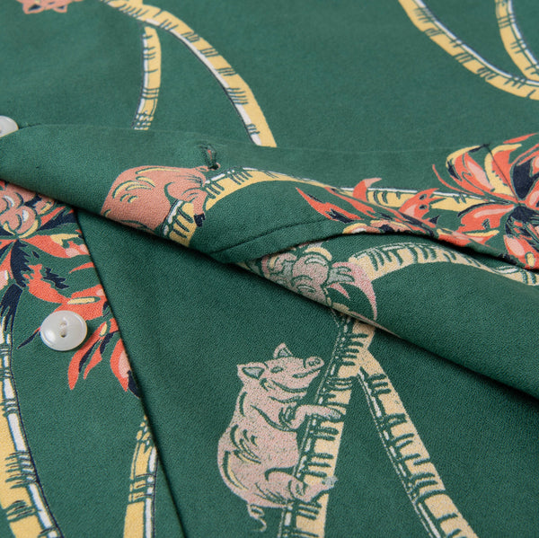 Green 5742 Palm Climber Original Aloha Cotton S/S Shirt