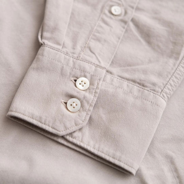 Taupe Standard Oxford Garment Dyed Cotton Shirt