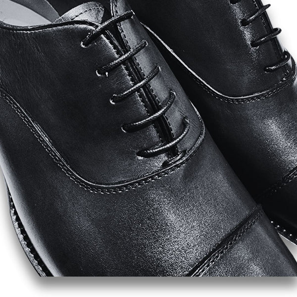 Crust Nero Made in Italy Leather Cap Toe Dress Shoes