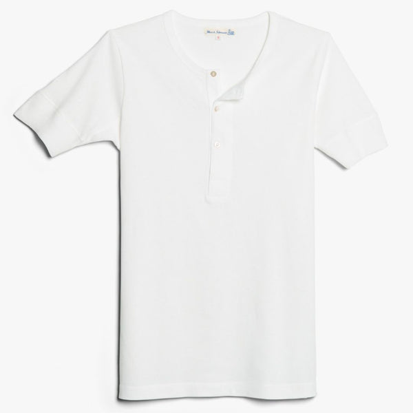 White 207 Classic Fit Loopwheeled Henley 7.2 oz Cotton T-shirt