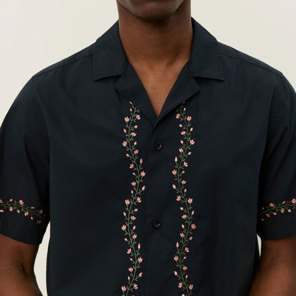 Black Lesley Embroidery SS Shirt