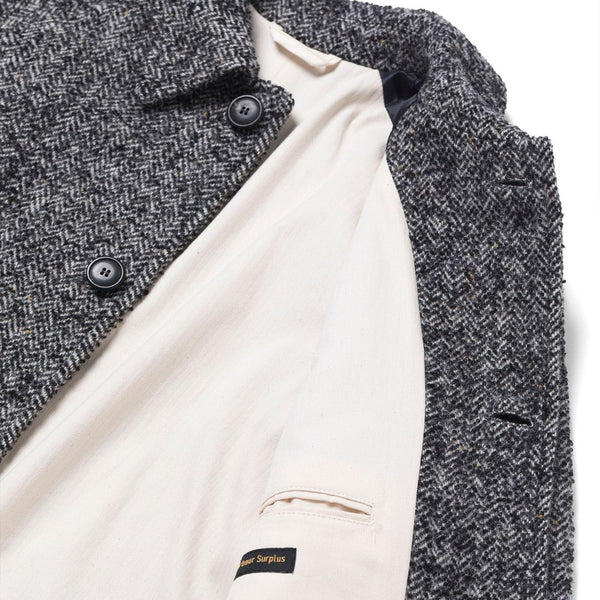 Grey Kent Patch Pocket Herringbone Overcoat