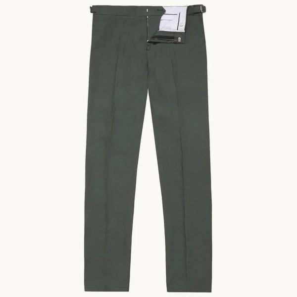 Khaki Griffon Smart Italian Linen Trousers