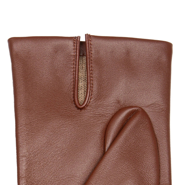 English Tan Touchscreen Three Point Cashmere Lined Leather Glove