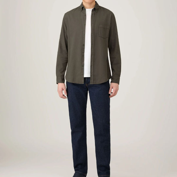 Dark Green Brushed Cotton Flannel Shirt