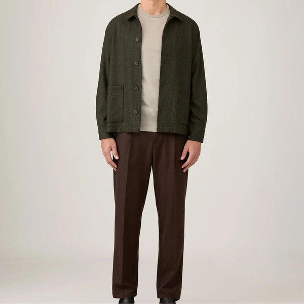 Drill Green British Wool Twin Pocket Chore Jacket