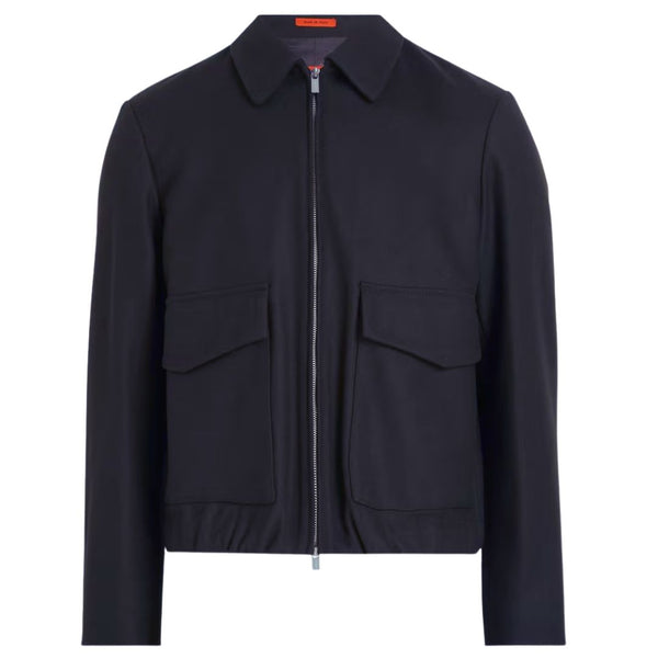 Navy Magan Wool Bomber Jacket