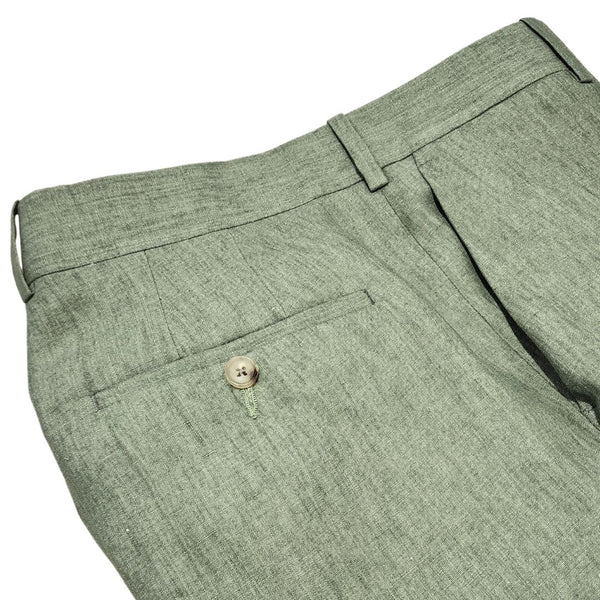 Green Two Button Linen Suit