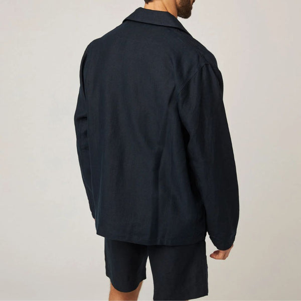 Navy Grange Linen Shacket