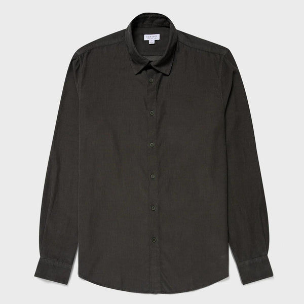 Drill Green Fine Cord Cotton Shirt