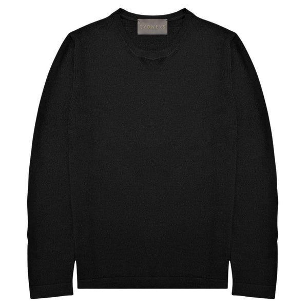Black Fine Knit Crewneck Sweater