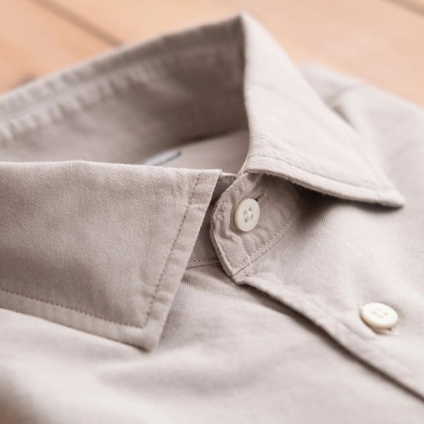Taupe Standard Oxford Garment Dyed Cotton Shirt