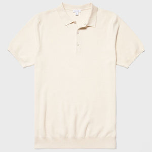 Ecru Fine Knit Polo Shirt