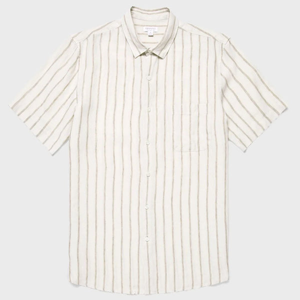 Ecru/Dune Wide Pinstripe Linen SS Shirt