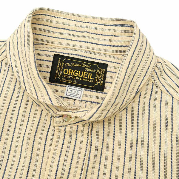 Ivory/Indigo OR-5007E  Stripe Shawl Collar Shirt