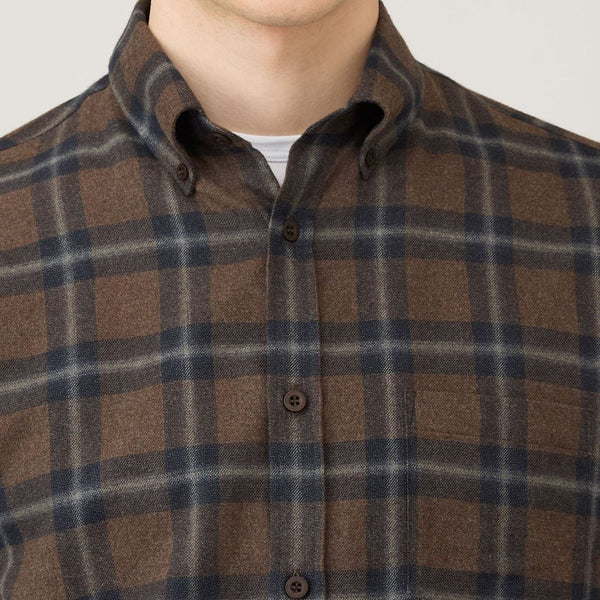 Bark Check Brushed Cotton Flannel Check Shirt