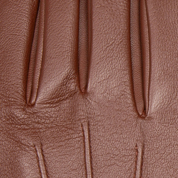 English Tan Touchscreen Three Point Cashmere Lined Leather Glove