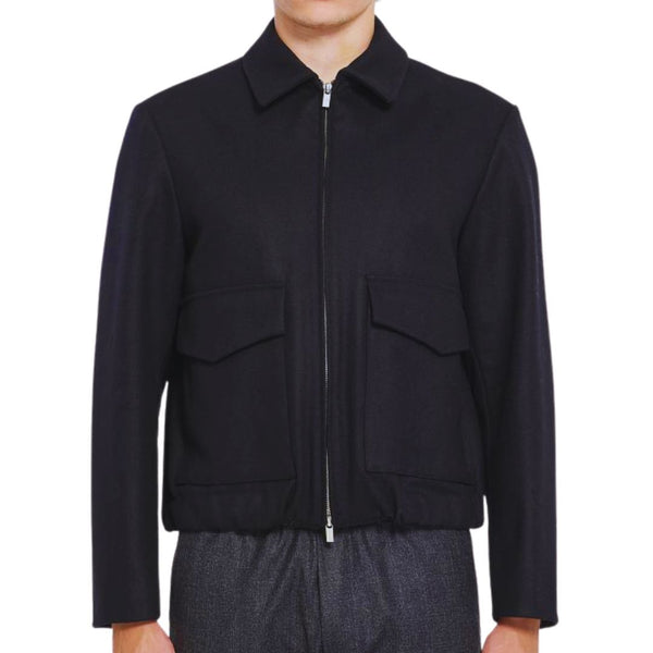 Navy Magan Wool Bomber Jacket