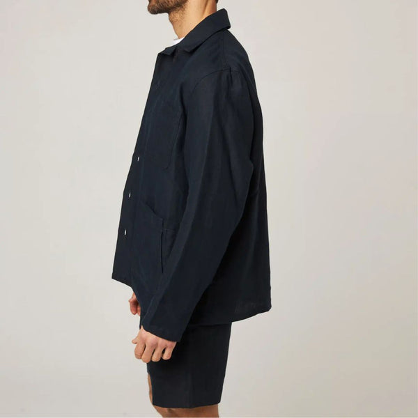 Navy Grange Linen Shacket