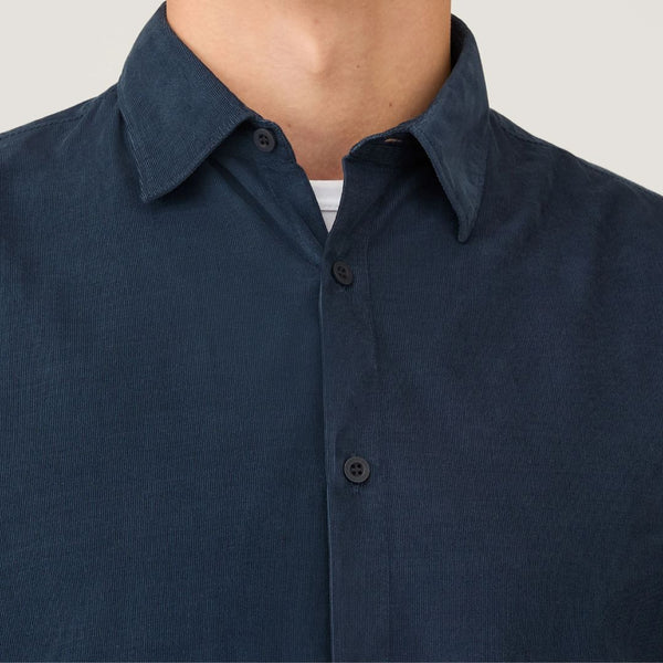 Navy Fine Corduroy Cotton Shirt