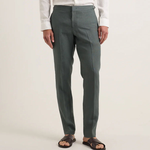 Khaki Griffon Smart Italian Linen Trousers