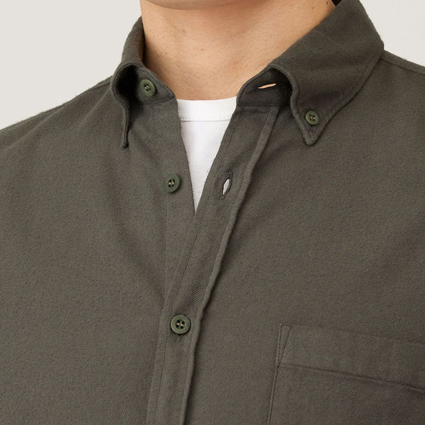 Dark Green Brushed Cotton Flannel Shirt