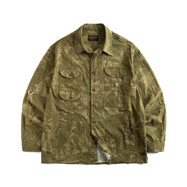 Green Camo Carter Field Surplus Cotton Overshirt Jacket