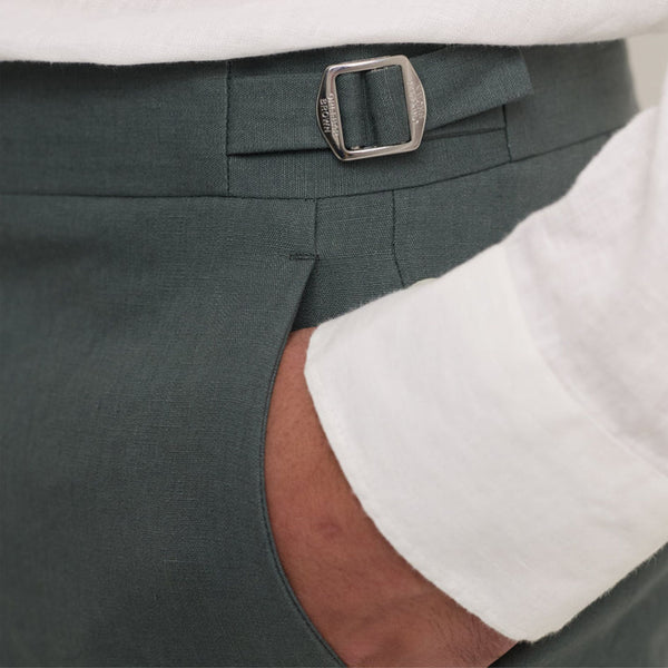 Khaki Griffon Smart Italian Linen Trousers
