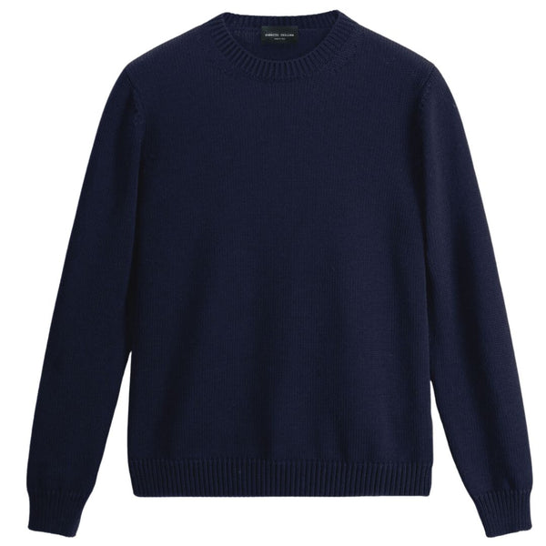 Denim Merino Knit Crewneck Sweater
