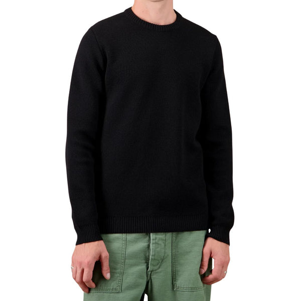 Black Youri Merino Wool Round Neck Sweater