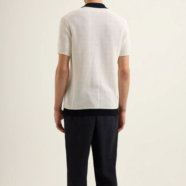 White Sand/Night Iris Tiernan Cotton Pique Knit Shirt