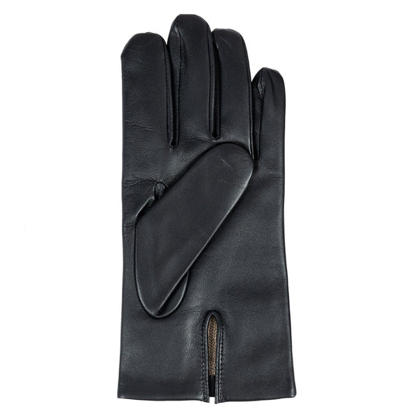 Black Touchscreen Three Point Cashmere Lined Leather Glove