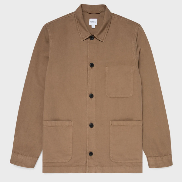 Dark Tan Cotton Twin Pocket Chore Jacket
