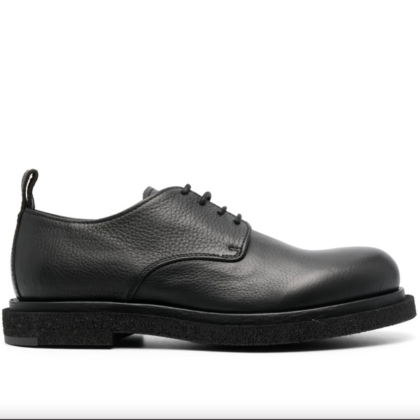 Black Tonal Chunky Leather Derby Shoes
