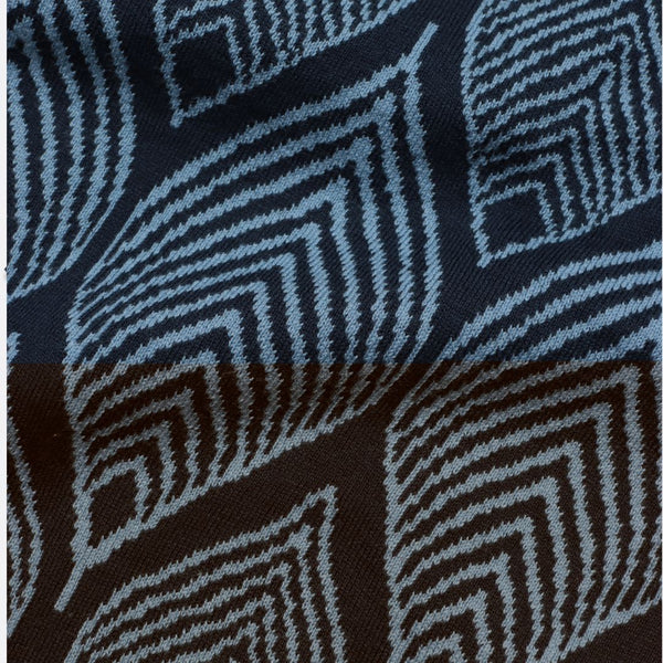 Navy + Allure Blue Leaf Pattern Zigger Cardigan