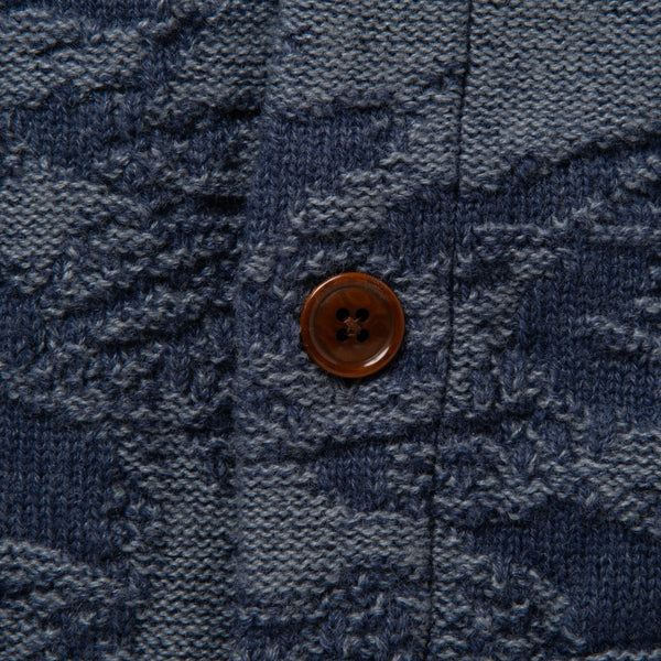 Navy 8184 Camouflage Jacquard Knit Cardigan