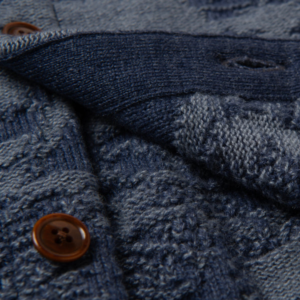 Navy 8184 Camouflage Jacquard Knit Cardigan